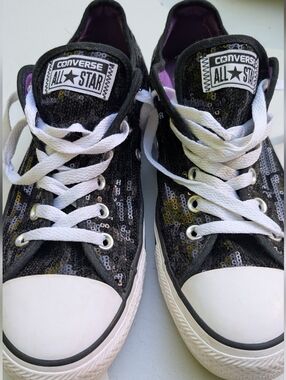Converse All Star Sequin Low Top Sneakers - Black